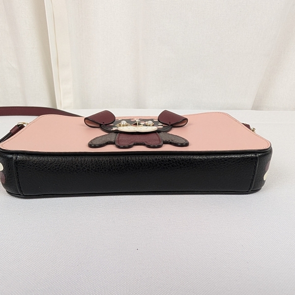 Kate Spade Floral Bulldog Pup Cherrywood Zip Crossbody Novelty Retired NWOT - Picture 7 of 13